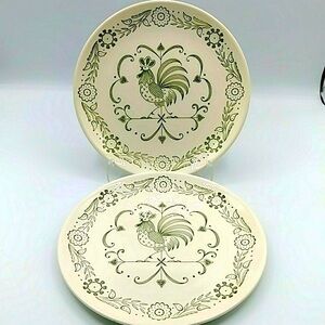 2 Scio Provinciale Dinner Plates. Rooster on a Weathervane. 1960s vintage